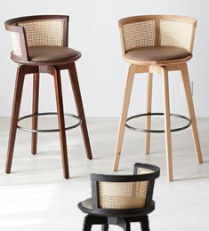 C502BAR 에쉬원목+스테인레스+PU+인조라탄/원목의자/나무의자/목재의자